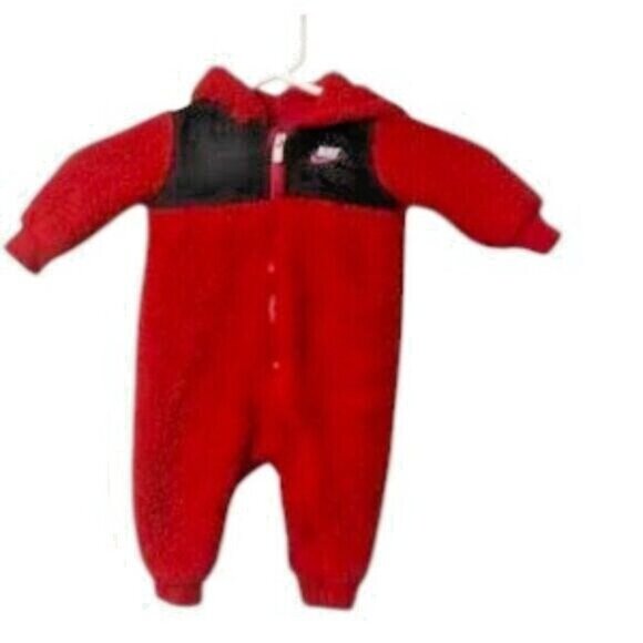Nike Infant Polar Fleece Bunting Bag One Piece Suit Red Zipper 6 Months - Picture 1 of 6